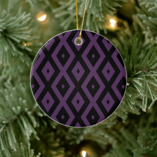 Dark purple and black diamond pattern ceramic tree decoration (Tree)