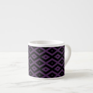 Dark purple and black diamond pattern espresso cup