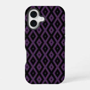 Dark purple and black diamond pattern iPhone 16 case