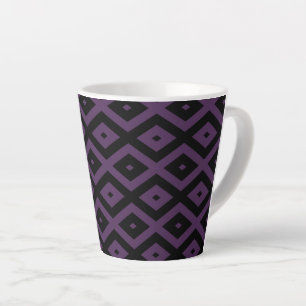 Dark purple and black diamond pattern latte mug