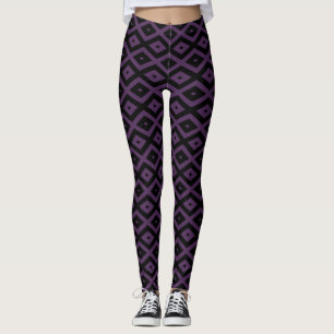 Dark purple and black diamond pattern leggings