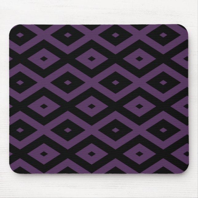 Dark purple and black diamond pattern mouse mat (Front)