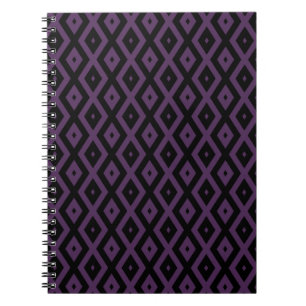 Dark purple and black diamond pattern notebook