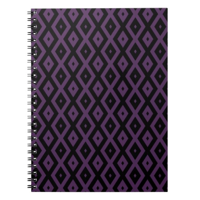 Dark purple and black diamond pattern notebook (Front)