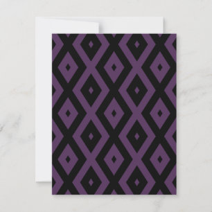 Dark purple and black diamond pattern RSVP card