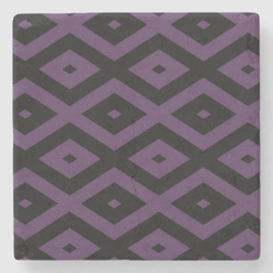 Dark purple and black diamond pattern stone coaster