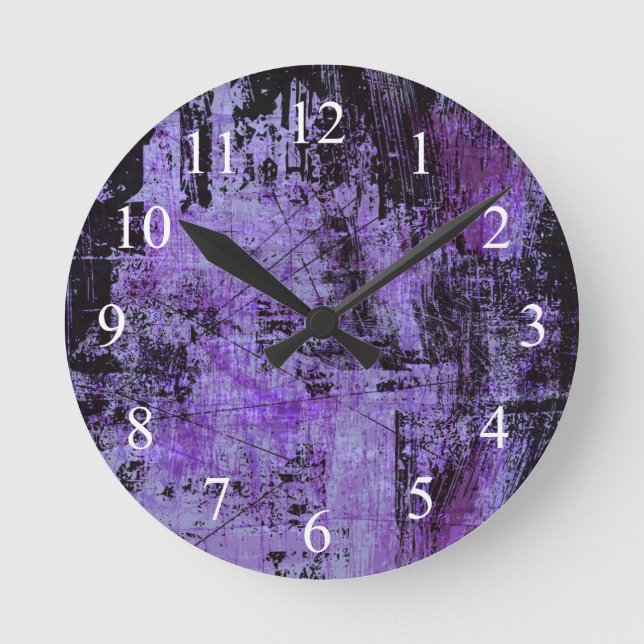 Dark Purple and Black Grunge Wall Clock (Front)