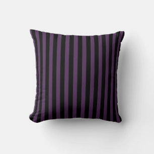 Dark purple and black stripes cushion