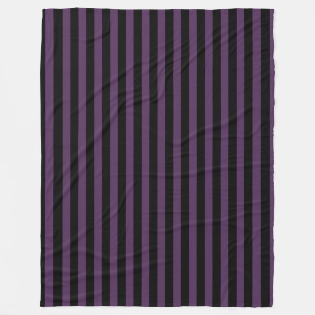 Dark purple and black stripes fleece blanket (Front)