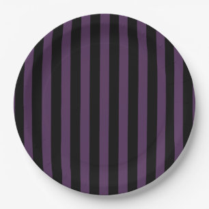 Dark purple and black stripes paper plate