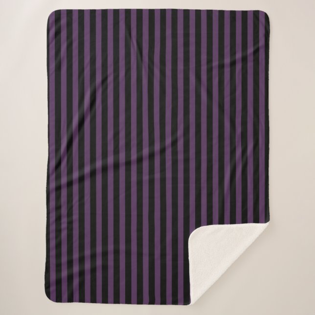 Dark purple and black stripes sherpa blanket (Front)