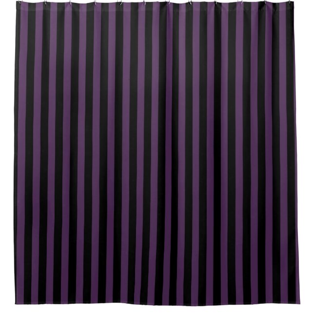 Dark purple and black stripes shower curtain (Front)