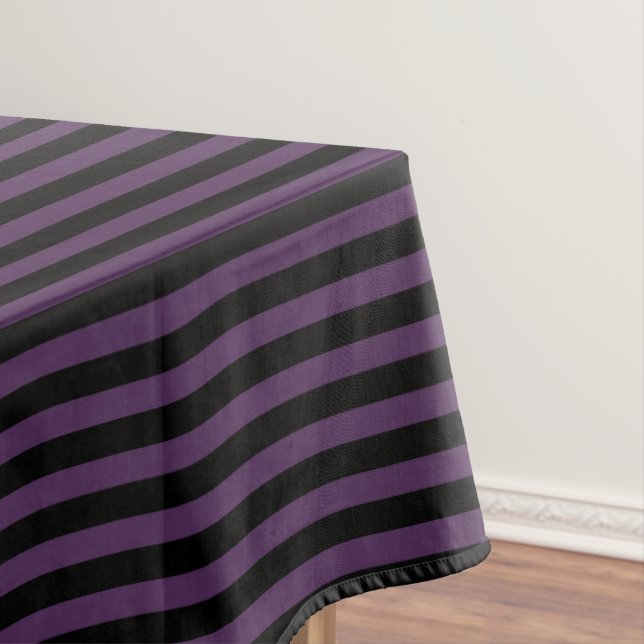 Dark purple and black stripes tablecloth (In Situ)
