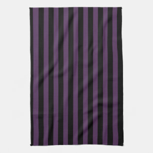 Dark purple and black stripes tea towel