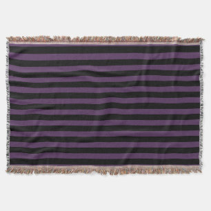 Dark purple and black stripes throw blanket