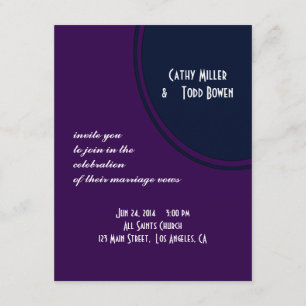 Dark purple and blue modern circle wedding invitation