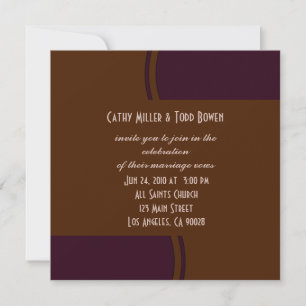 Dark purple and Brown modern Wedding Invitation