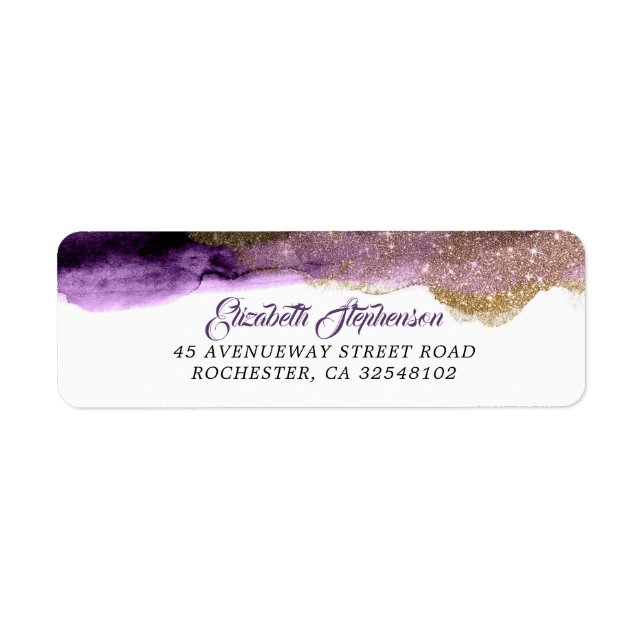 Dark Purple and Gold Glitter Modern Wedding (Front)