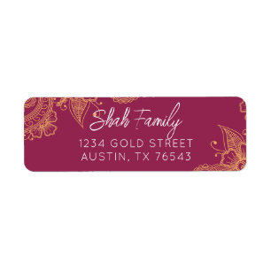 Dark Purple and Gold Henna Return Address
