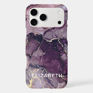 dark purple and gold marble glitter personalized