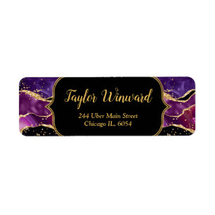 Dark Purple and Gold Sequins Agate