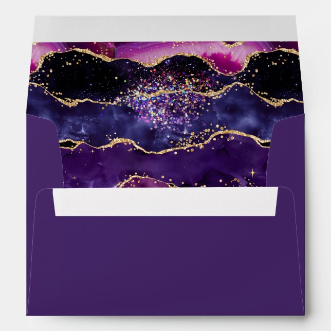 Dark Purple and Gold Sequins Agate Envelope (Back (Bottom))