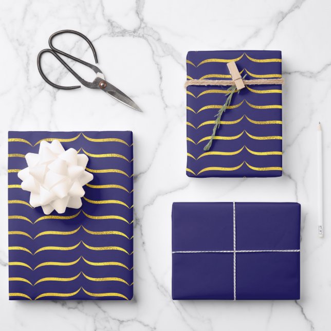 Dark Purple and Goldd Wrapping Paper Sheet (Front)