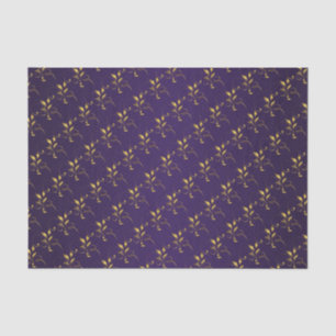 Dark Purple and Golden Floral Design Tissue Paper