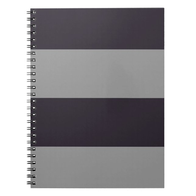 Dark Purple and Grey Simple Extra Wide Stripes Notebook (Front)