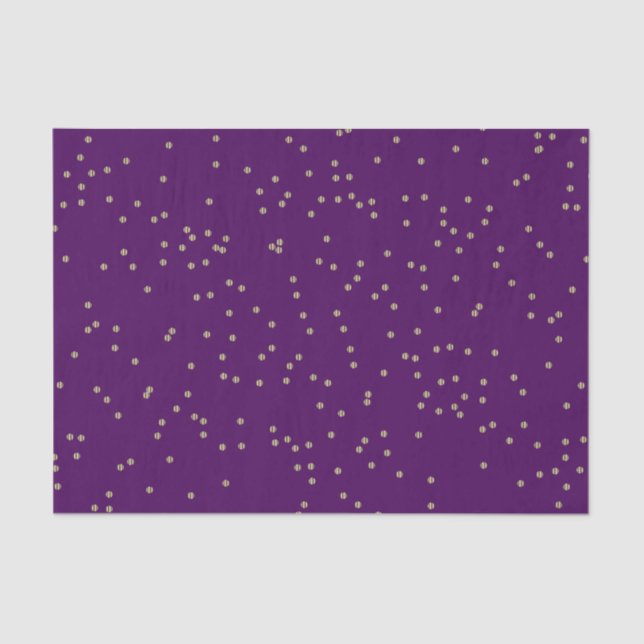 Dark Purple and Metallic Gold Dot Splatter Tissue Paper (Front)