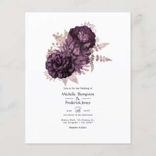 Dark Purple and Rose Gold Floral Wedding Flyer