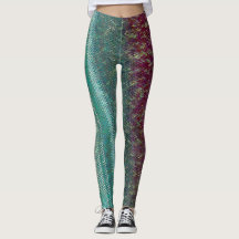 Dark Purple and Sea Green Embroidery Leggings