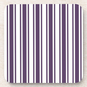 Dark purple and white candy stripes coaster