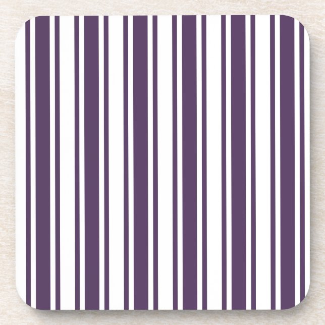 Dark purple and white candy stripes coaster (Front)