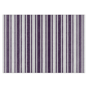Dark purple and white candy stripes cutting board