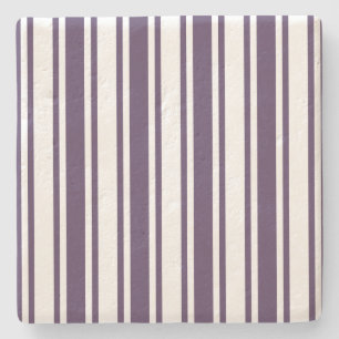 Dark purple and white candy stripes stone coaster