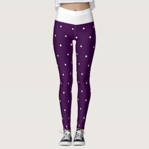 Dark Purple and White Polka Dots Leggings