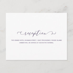 Dark Purple and White Reception Wedding Enclosure Card