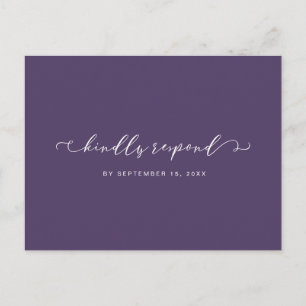 Dark Purple and White Rsvp with Meal Choice Invitation Postcard