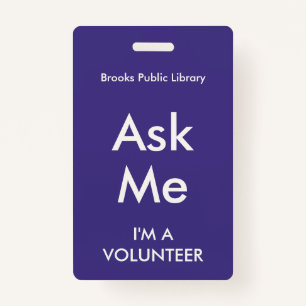 Dark Purple Ask Me Badge for Volunteers ID Badge
