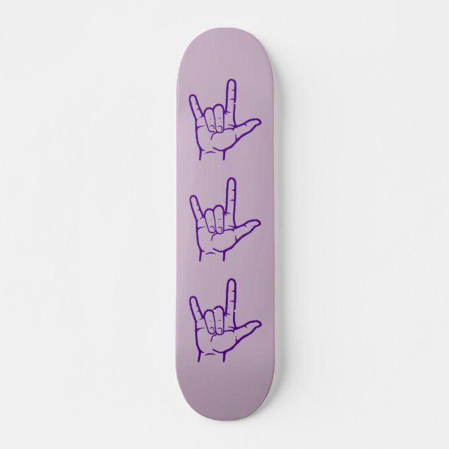Dark Purple ASL I Love You Skateboard (Front)
