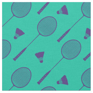 Dark Purple badminton rackets on minty Fabric