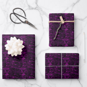 Dark Purple & Black Abstract  Wrapping Paper Sheet