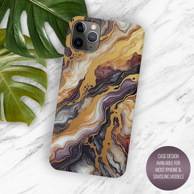 Dark Purple Black Grey Gold Marble Art Pattern Case-Mate iPhone Case (Creator Uploaded)