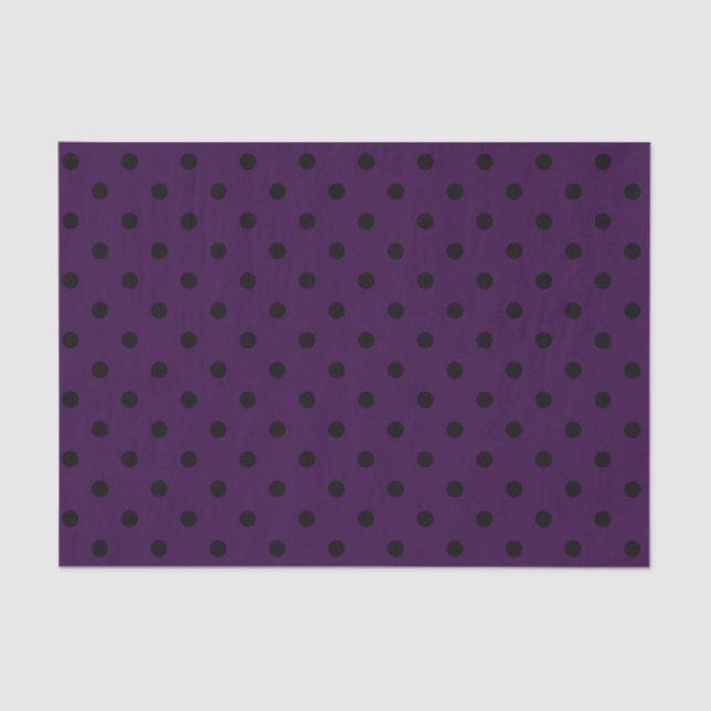 Dark Purple & Black Polka Dots Tissue Paper (Front)