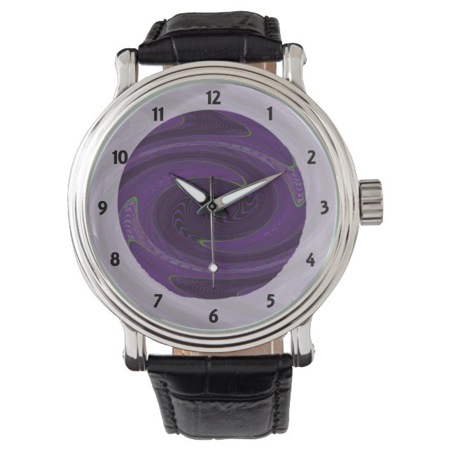 dark purple black twirl abstract watch (Front)