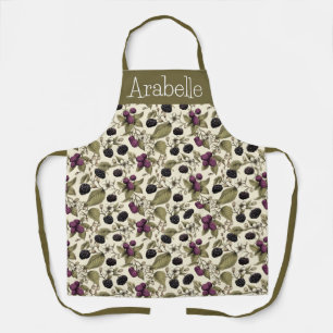 Dark Purple Blackberries Green Foliage Apron
