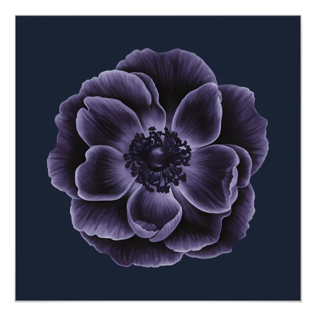 Dark Purple Bloom Botanical Art Design Poster (Front)
