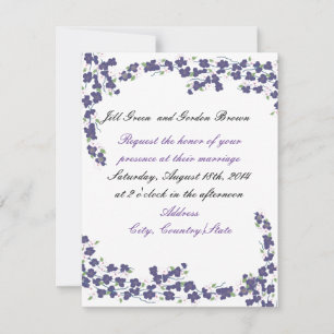 Dark Purple Blossoms Wedding Invitation