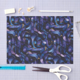 Dark Purple Blue Gold Swirl Watercolor Mosaic   Tissue Paper